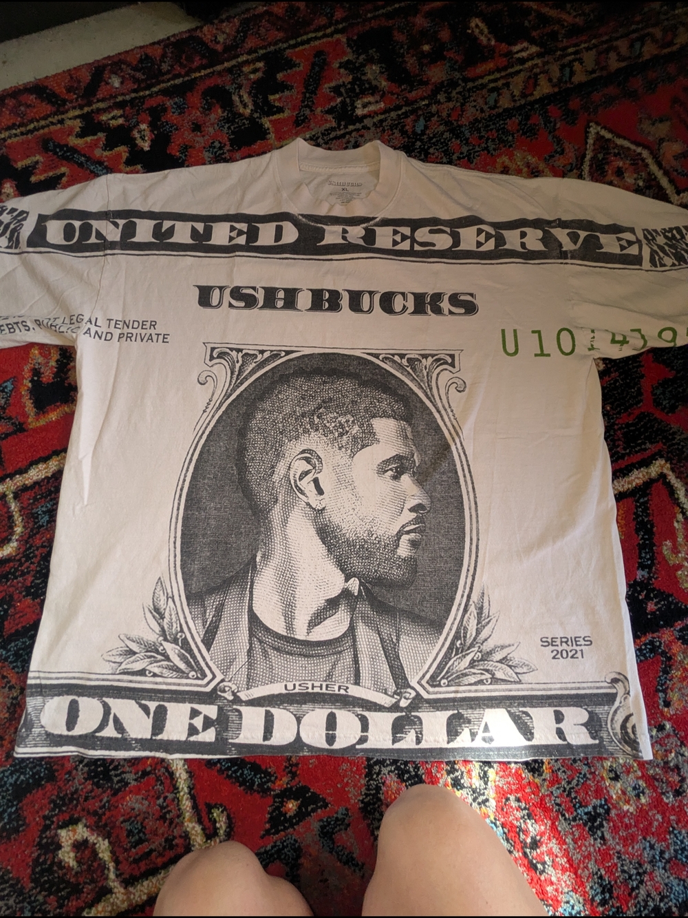 Usher 'One Dollar' Graphic Long Sleeve Shirt - White/Black